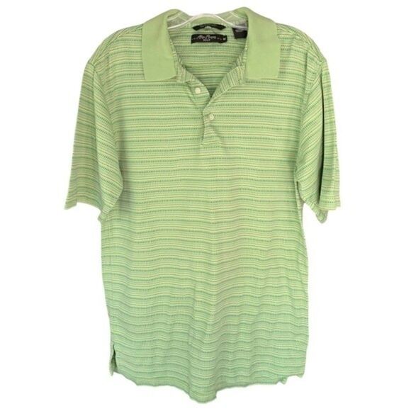 Alan Flusser Egyptian Cotton Golf Polo Green Pattern Sz M - Picture 1 of 6